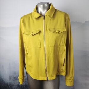 CAbi Yellow "Moss" Touring Moto Full-Zip Collared Jacket (#4117) | Women's Large